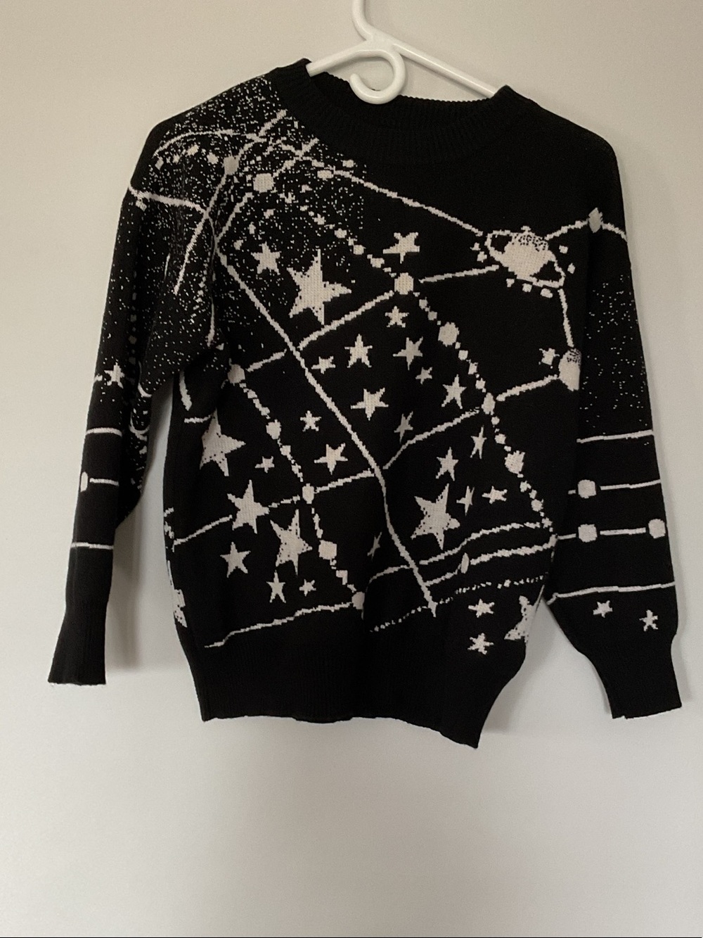 Sandro Moscoloni Black and White Star Constellation Crewneck Sweater
